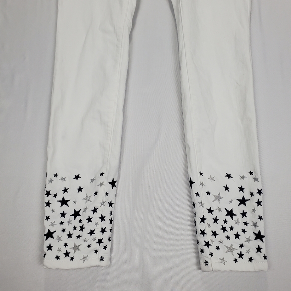 Vineyard Vines White Straight Leg Jeans w/ Blue & Silver Stars Embroidered Sz 00 - Picture 5 of 12